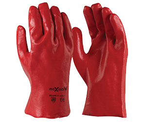 MAXISAFE GLOVES RED PVC GAUNTLET 27CM CARDED 